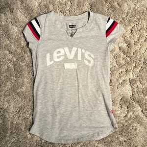 Gently Used Levi's Heather Gray Tee with Red and Navy Accents